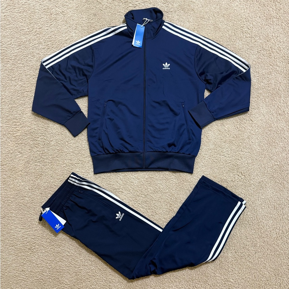 ADIDAS Originals Firebird Mens Tracksuit Jacket & Pants Navy Blue New All Sizes